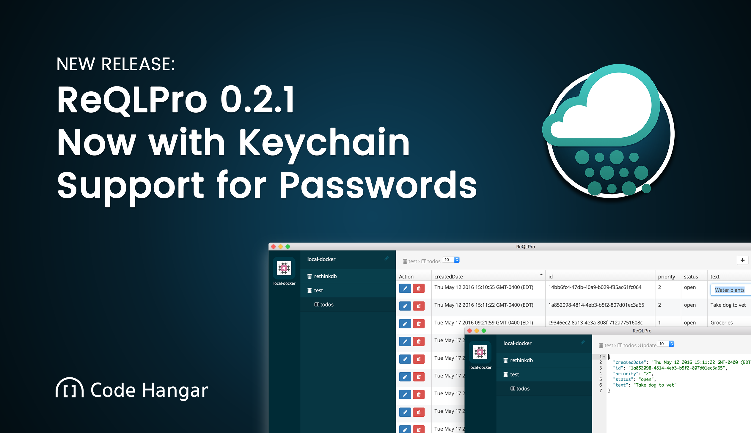 ReQLPro 0.2.1 Release Notes - Now with Keychain Support for Passwords